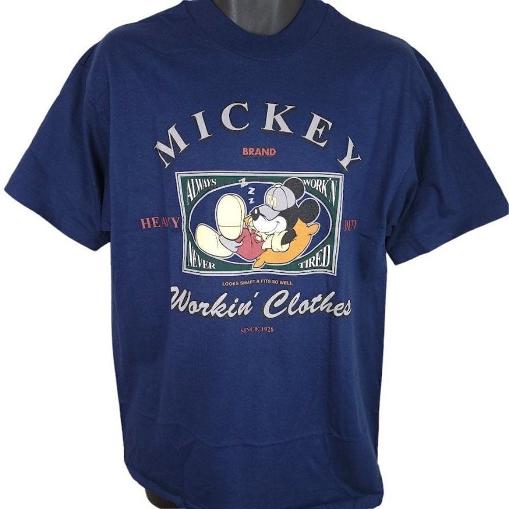 Mickey Mouse T Shirt Vintage 90s Workin Clothes Disney Store Tag Made In USA Men